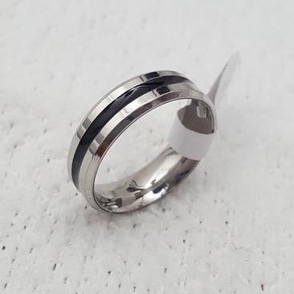 Silver Stainless Steel Black Enamel Band Ring For Men Women Ring Size - 9 30$